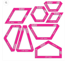 Load image into Gallery viewer, Tumbling Cosmos 3/8th Seam Windowed Acrylic Templates by Tula Pink