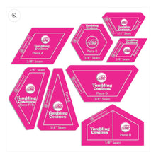 Load image into Gallery viewer, Tumbling Cosmos 3/8th Seam Acrylic Templates by Tula Pink now in stock