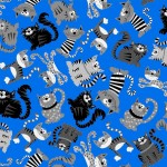 Load image into Gallery viewer, Parisian Cats - Blue Cats by Michael Miller Fabrics 3008/11398B