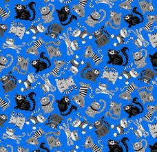 Parisian Cats - Blue Cats by Michael Miller Fabrics 3008/11398B