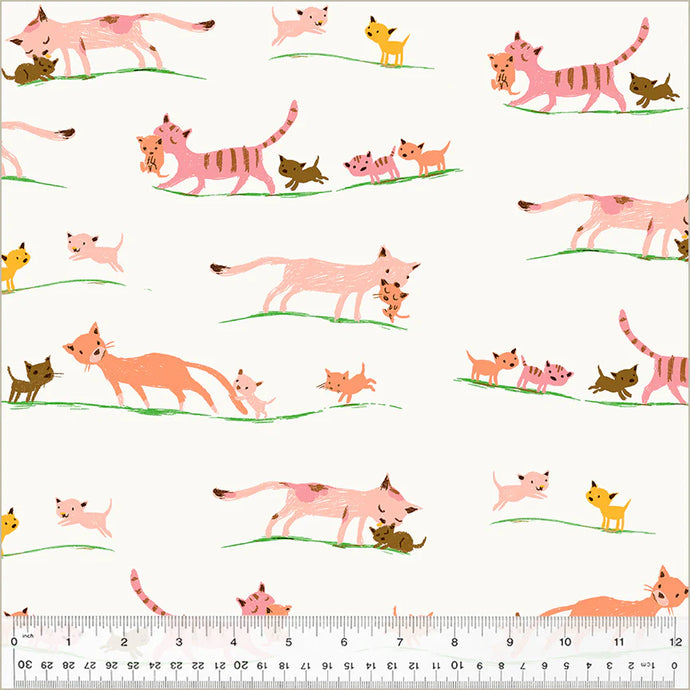 Studio Edit - Mother Cats in Cream - Heather Ross for Windham Fabrics