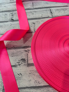 1.5” Polyester Webbing Herringbone -  Flouro Pink #4 per metre
