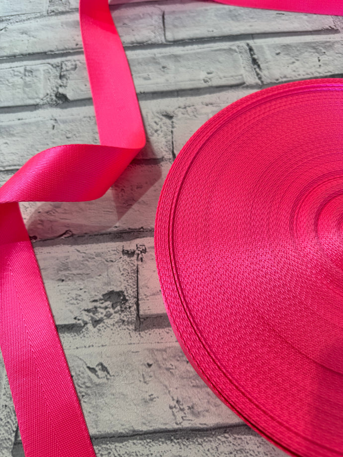 1.5” Polyester Webbing Herringbone -  Flouro Pink #4 per metre