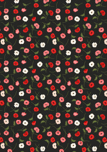 Poppies - Multi Poppies on Black by Lewis and Irene