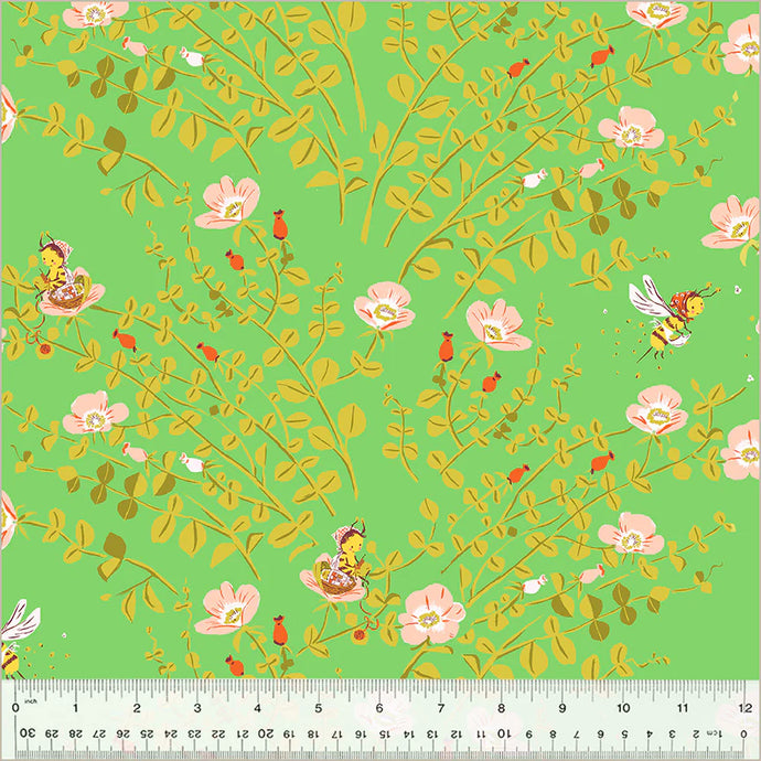 Studio Edit - Nanny Bee in Green Heather Ross for Windham Fabrics