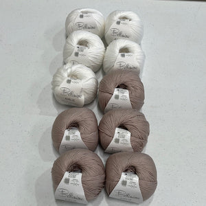 Clearance Airlie 4ply 100% cotton yarn 10 balls - 5 x White and 5 x String