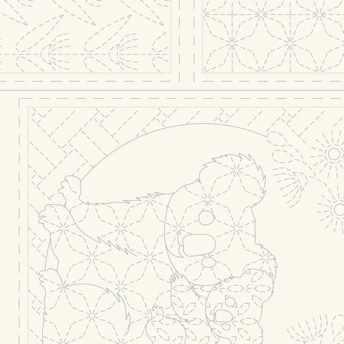 Fauna Sashiko Panel  - Cream -  DV4095
