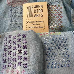 Washable Mending Patterns Set #8 Craft Brown - Wrenbird Arts