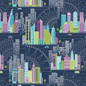 Cityscape Night City - Night -  for Benartex Fabrics - 4077/2459