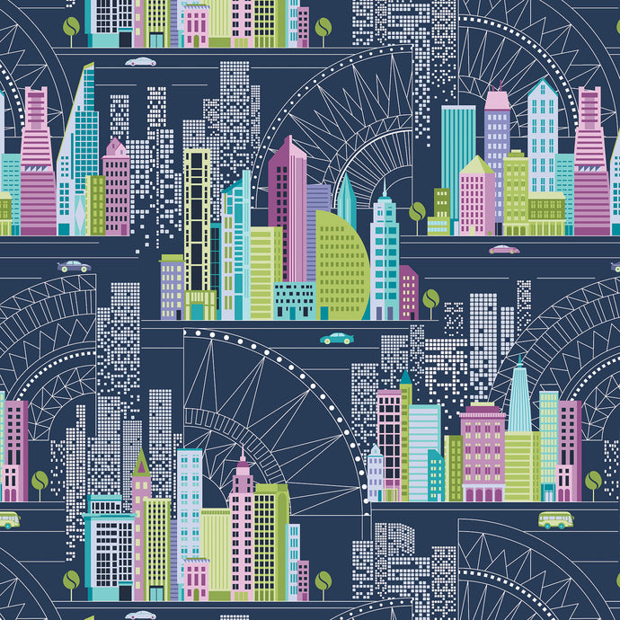 Cityscape Night City - Night -  for Benartex Fabrics - 4077/2459
