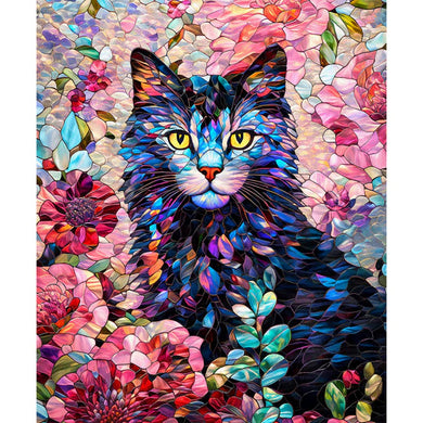 Gigi in the Garden - Stained Glass -Cat Panel  -Multi - Camelot Fabrics -