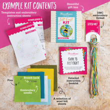 Load image into Gallery viewer, Embroidery Hoop Felt Craft Brooch Kit | Complete Craft Kit