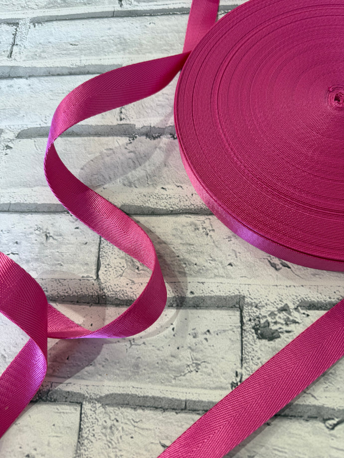 1” Polyester Webbing Herringbone - Lipstick #7 - per metre