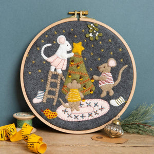 Christmas with the Mouse Family Felt Appliqué Hoop Kit by Corrine Lapierre