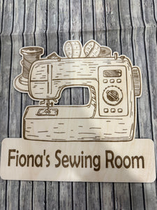 Custom Sewing Room sign - sewing machine shape