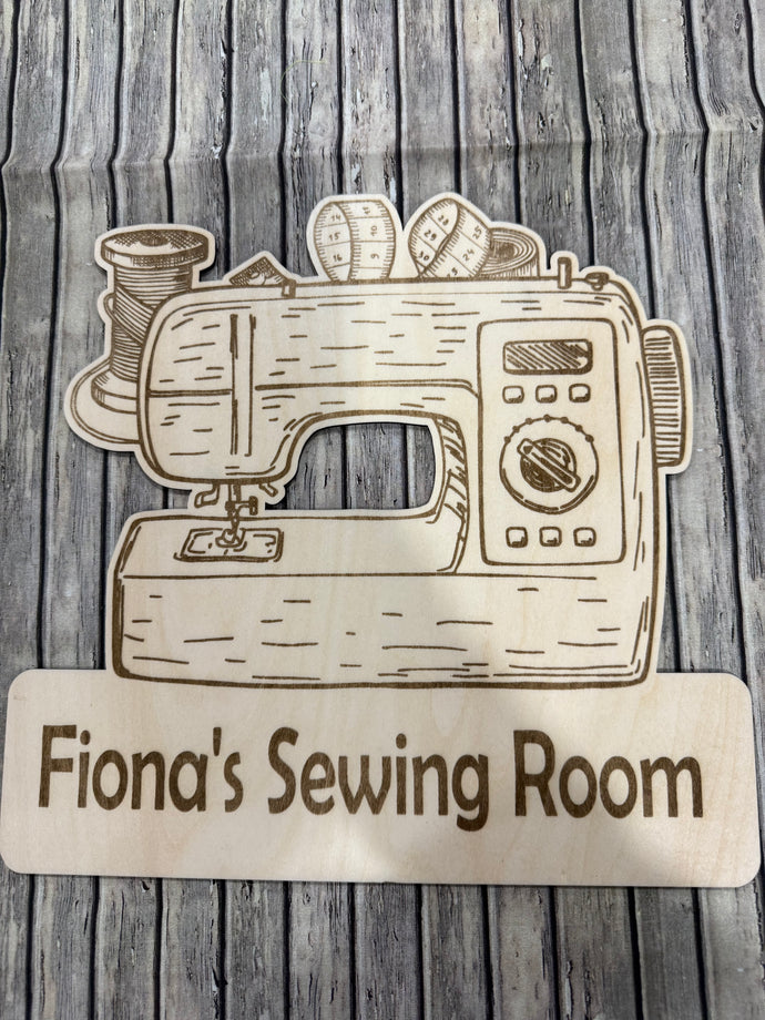 Custom Sewing Room sign - sewing machine shape