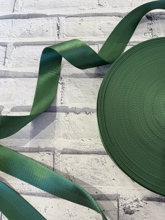 1.5” Polyester Webbing Herringbone - Grass   #91 - per metre