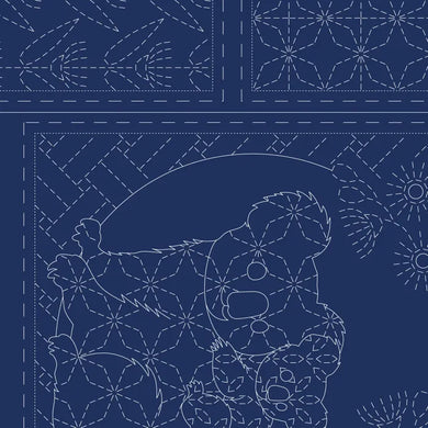 Fauna Sashiko Panel  - Navy -  DV4096
