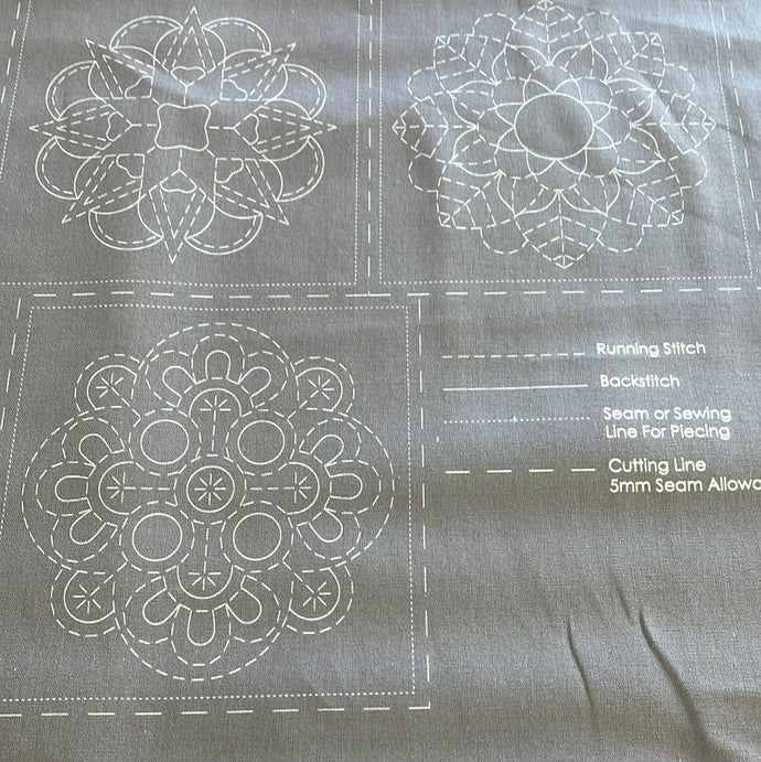 Sashiko Panel Mandala - Grey Dv4066