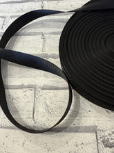 Load image into Gallery viewer, 1” Polyester Webbing Herringbone - Black  #10 - per  metre