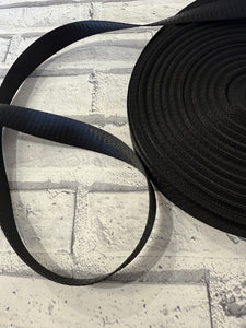 1” Polyester Webbing Herringbone - Black  #10 - per  metre