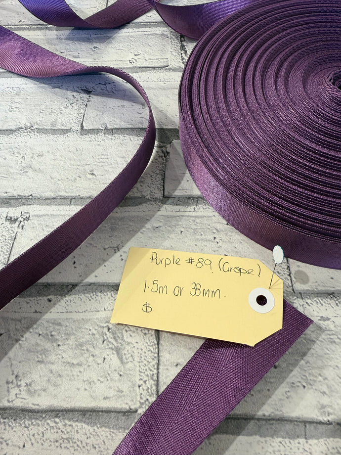 1.5” Polyester Webbing Herringbone -  Grape #89 per metre