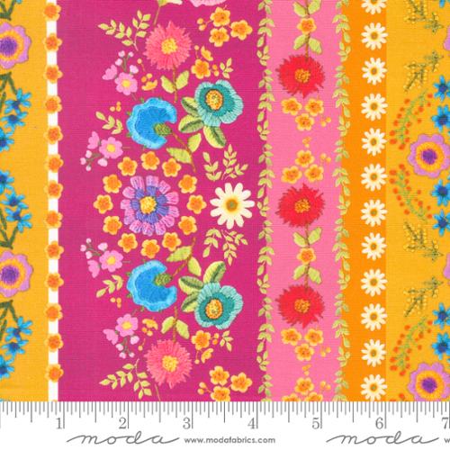 Vintage Soul - Crewel Bands - Hot Pink - by Cathe Holden  for Moda Fabric 7431 11