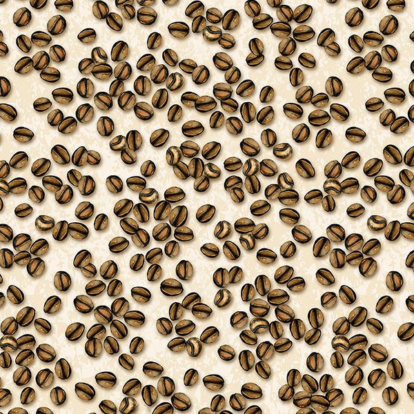 Little Coffee Beans - Cream - For the Love of Coffee- Kennard and Kennard Fabrics