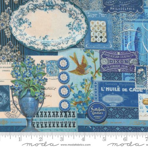 Curated in Color - Blue Collage by Cathe Holden  for Moda Fabric 7460 16