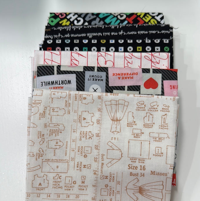 Clearance 6 fat quarters - text pack #1