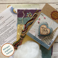 Load image into Gallery viewer, Embroidered Heart Felt Craft Mini Kit by Corrine Lapierre
