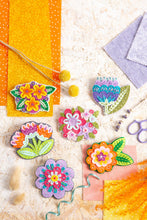 Load image into Gallery viewer, Penelope Flower Felt Craft Brooch Kit | Complete Craft Kit