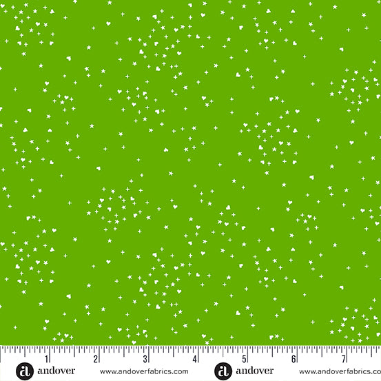 Heart Stars  - Green -Andover Fabrics A-1091-G