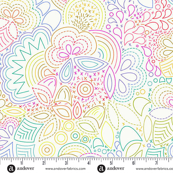 Alison Glass -Color Wheel  - Andover Fabrics  - Rainbow Stitch - Day - A-1446-L