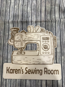 Custom Sewing Room sign - sewing machine shape