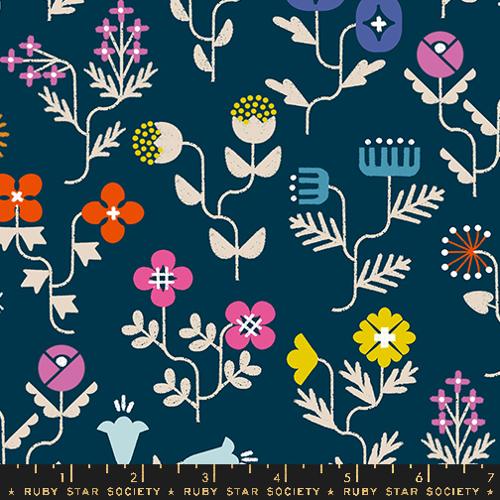 Linen/Canvas -Salutations - Ruby Star Society- Navy RS1098 19L