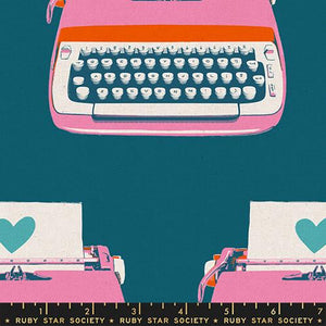 Linen/Canvas - Best Day Ever - Ruby Star Society- Typewriters -Canvas in Teal RS010823L