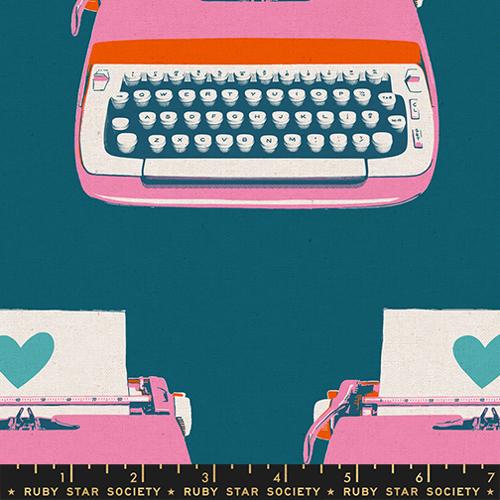 Linen/Canvas - Best Day Ever - Ruby Star Society- Typewriters -Canvas in Teal RS010823L