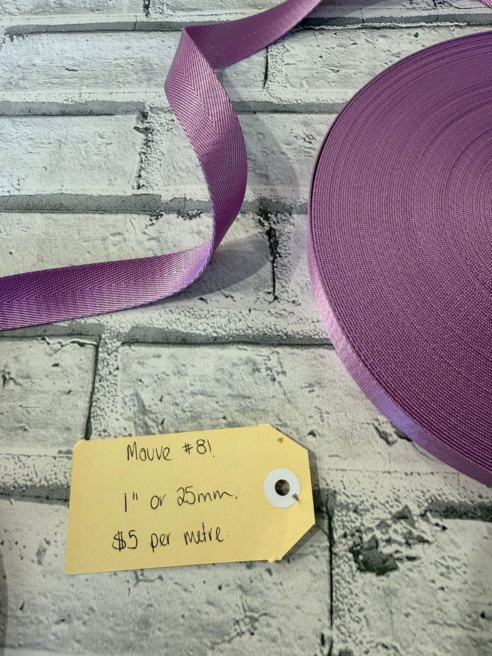 1” Polyester Webbing Herringbone - Mauve #81 per metre