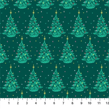 Merry Kitschmas - Figo Fabrics - Christmas Trees Green