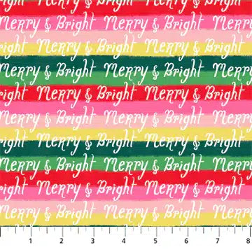 Merry Kitschmas - Figo Fabrics -Stripe Greeen Multi