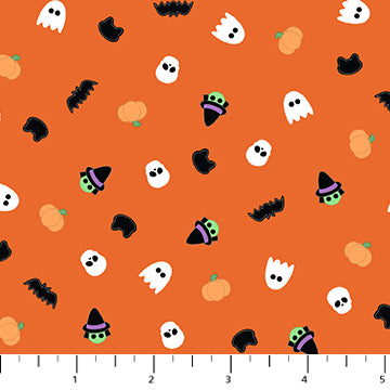 Mr Bones Sews - Sprinkles - Orange by Kimberlee Peers-Moore for Figo Fabrics