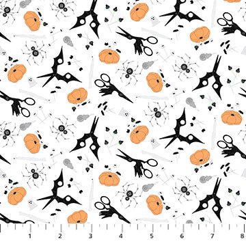Mr Bones Sews - Scissors - White by Kimberlee Peers-Moore for Figo Fabrics
