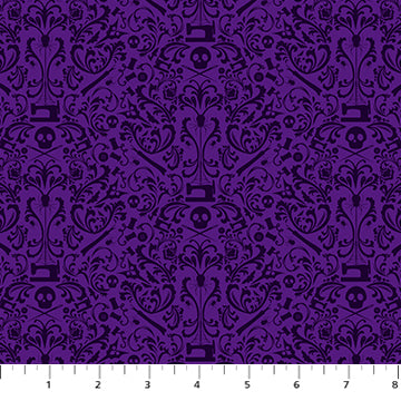 Mr Bones Sews - Damask- Purple by Kimberlee Peers-Moore for Figo Fabrics