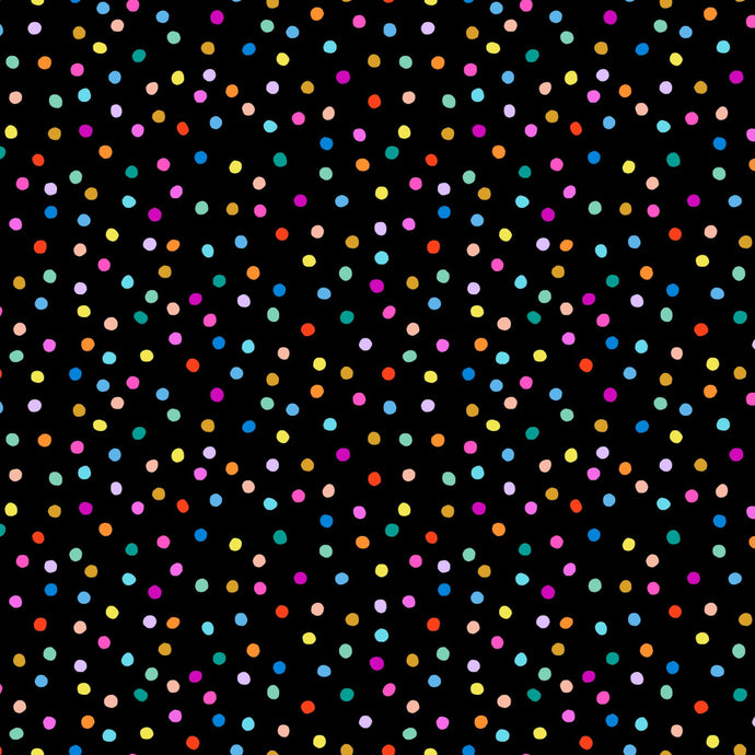 Dusk- Pom Poms - Black Multi for Figo Fabrics 92040-99