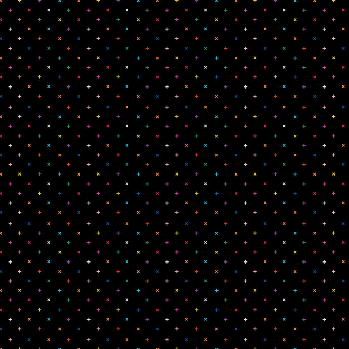 Dusk- Crosses- Black Multi for Figo Fabrics 92044-99