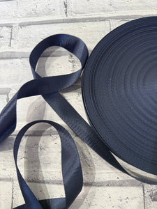 1” Polyester Webbing Herringbone - Navy #39 per  metre