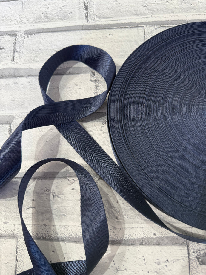 1” Polyester Webbing Herringbone - Navy #39 per  metre