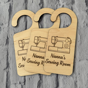 Custom Sewing Room door handle sign