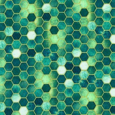 Golden Vibes -  Hexagon - Turquoise - Robert Kaufman - AINDM-22741-81